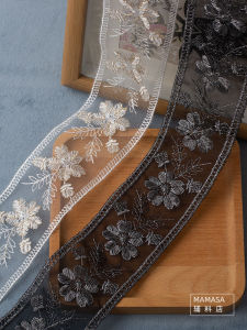 Thắt Lưng Ren Viền Lưới Thêu Hai Mặt Rộng 6cm Màu Đen Bạc Phụ Kiện Tóc Và Vai Cho Trang Phục Lolita MAMASA Trung Quốc Đại Lục