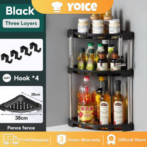 Yoice 3 Tier Spice Rack Condiment Seasoning Storage shelf Kitchen Multi-furniture Storage Rack Corner Shelf Shower Organizer Rack With 4 Hooks