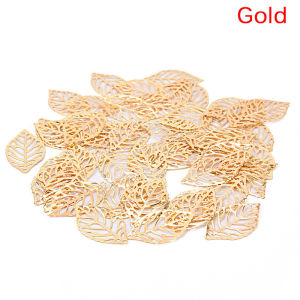 EELHOE | 50PCS Charm Filigree Hollow Leaves Pendant DIY Jewelry Making Leaves Metal Craft