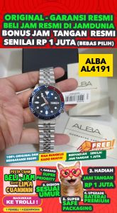 ALBA ORIGINAL - ALBA AL4191 X1 ALBA AL4191X1 Men CT - Silver - Stainless Steel - Diameter 4.2CM- Water Resist 100M - Jamdunia / Jam dunia JD18  Jam Tangan Pria Jam Pria Jam Tangan Anti Air + ALBA AL 4191 AL 41 91 X1 AL41 S003