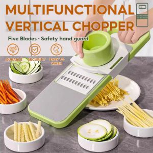 6IN1 Multi-functional Stainless Steel Vegetable Cutter Slicer Shredder Cut Potato Cucumber Slicer