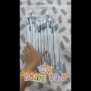Cọ Lông Thỏ Thân Ngọc Trai Đầu Oval Và Đầu Dẹp Vẽ Màu Nước Gouache Acrylic Nhiều Size LIM ART