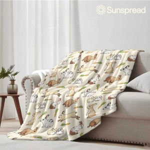 Beast Kingdom | Cute Bunny Carrot Sketch Soft Warm Flannel Blanket Lightweight Cozy Christmas Halloween Home Decor Room