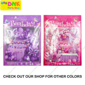 Butterfly Party Theme Complete Garland Balloon Set Happy Birthday Banner Decor Rubber Foil Pink Arch