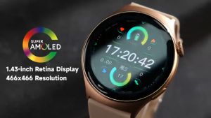 Aolon Mars R3 สมาร์ทวอทช์ 1.43 นิ้ว Amoled หน้าจอ AOD กันน้ำ IP68 โทรผ่านบลูทูธ การแจ้งเตือนข้อความแอป นาฬิกาวิ่ง อัตราการเต้นของหัวใจ สีเงินสายเหล็ก