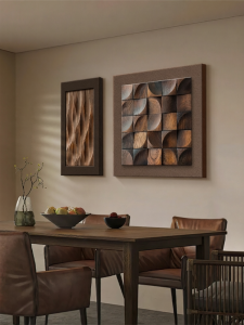 HAOJIUBUJIAN | Stereoscopic Sandstone Vintage Style Geometric Decoration Wall Art Dual Panels