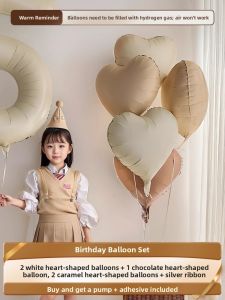 ETY | Birthday Photo Props for Girls 5 Years Old Pink Heart Aluminum Foil Cutout Number Balloons