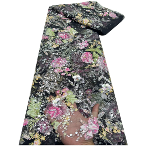 Luxurious Nigerian Handmade Sequins Lace Fabric High Quality Embroidery African French Lace Fabric Wedding Dress Material Sewing