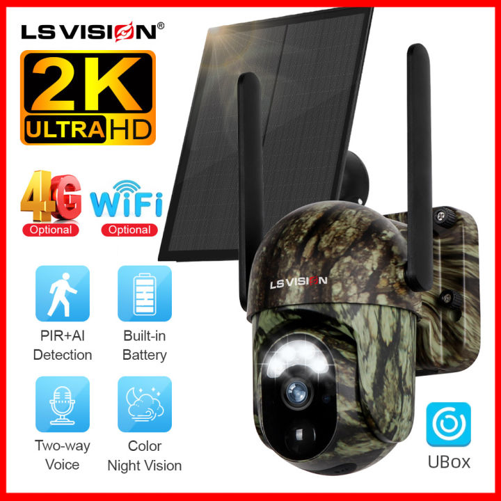 LS VISION 4MP 4G Solar Security Camera Wireless Outdoor WiFi Human/Animal  Detection 2-Way Talk IP66 Waterproof Wildlife Camera