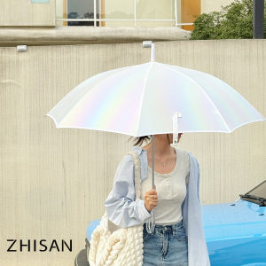 Aurora Gradient Automatic Umbrella Long Handle Reinforced Womens Sunshade Windproof Umbrella High Aesthetic Value