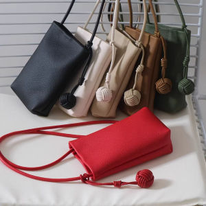 Trendy Korean Style Soft Leather Phone Bag Vertical Crossbody Bag Fashionable All-Match True Soft Leather Mobile Phone Pouch