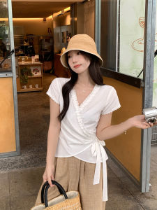 Áo Blouse Dài Tay Thiết Kế Quai Chéo