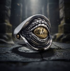Cincin Elegan Desain Mata Komodo (Adjustable)