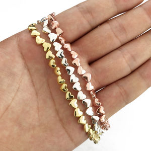 6*5 มม.Rose Gold สีรูปหัวใจ Hematite หินธรรมชาติ Spacer ลูกปัดแบบหลวมสําหรับเครื่องประดับ DIY สร้อยข้อมืออุปกรณ์เสริม