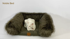 Pupkits Noble Pet Bed | Soft Faux Fur Square Couch Lounger for Dogs & Cats | Luxury Plush