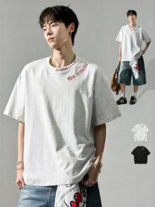 SZON | Áo Thun Tay Ngắn Cotton Thêu