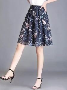 Floral Summer Thin Short Skirt A-line High Waist Slimming Puffy Skirt