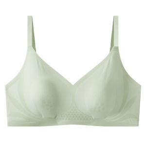 Aimo | Ultra-Thin Seamless Womens Bra Gathered Large Chest Illusion Rabbit Ear Design Slimming Underwear No Underwire Nylon Fabric