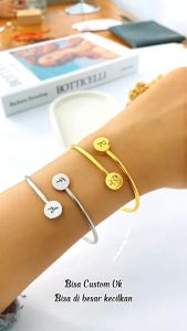 Rine Bracelet - Gelang Ukir Inisial Nama Titanium Steinless Steel Anti Karat Bagle Korean Look