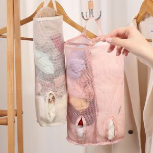 Ties Mesh Double Tube Socks Underwear Storage Bag Door/Wardrobe Hanging Storage Mesh Bag Bathroom Home Organizer