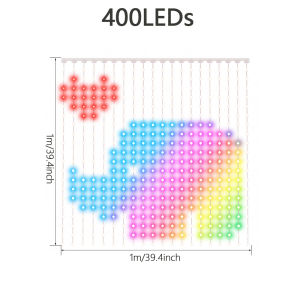 Đèn Rèm Thông Minh LED 400-800 Bóng RGB Đồng Bộ Nhạc Điều Khiển Bằng Ứng Dụng Tự Lắp Đặt Trang Trí Tiệc Tùng Giáng Sinh Halloween Chống Nước IP65