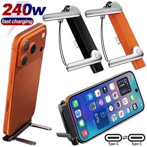 2Pcs 240W Foldable Stand And Data Cable Adapter 2-In-1 Type-C Super-Fast Charging For Iphone Huawei