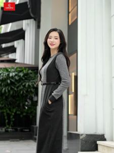 Đầm nữ CARDINA chất liệu nỉ lông cừu kiểu dáng suông có phối màu giúp hack dáng phong cách trẻ trung 4VSL18