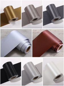 สติ๊กเกอร์ตกแต่งขอบประตูและหน้าต่างแบบมีเลือดออกโลหะเทียมสแตนเลสสีเงิน ขอบกระโปรงพื้นแบบเรียบๆ สไตล์โมเดิร์น