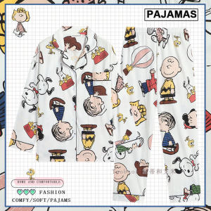 Pure Cotton Snoopy Charlie Couple Pajamas Short Sleeve Summer Cartoon Cute Home Clothes Womens Short Pants Nightgown