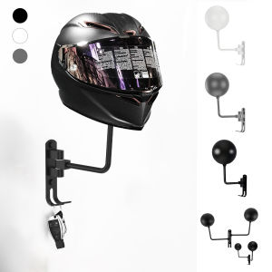 Wall Mount Helmet Holder Motorcycle Electric vehicle Bike Helmets Storage Rack Coats Caps Hook 180° Rotation Hanger Steel