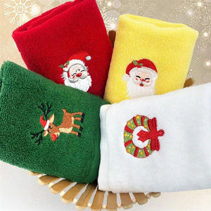 Christmas Towel Cartoon Santa Snowman Elk Embroidery Towel Absorbent Microfiber Shower Towels Merry Christmas Gifts