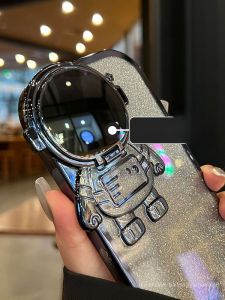 DAIMANG | Glitter Astronaut Theme Phone Case with Stand Electroplated Full-body Protection