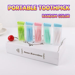 Talao 50pcs Double-headed Dental Floss Interdental Toothpick Teeth Sticks Tooth Clean Oral Care Random Color