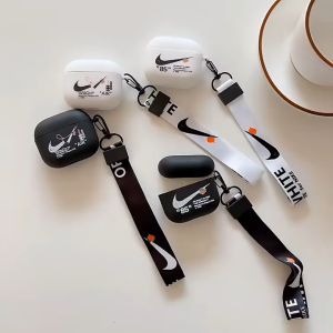 For Airpods 1/2/3/Pro/Pro 2 Case Logo Airpods Silica Case Shockproof Earphone Protective Cover With Ring Lanyard