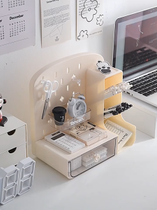 HOTUS DIY บอร์ดเจาะรูเดสก์ท็อปชั้นวางแนวตั้งโต๊ะนักเรียนโต๊ะเก็บของแผ่นวางของติดผนัง ชั้นวางของติดผนังประหยัดพื้นที่