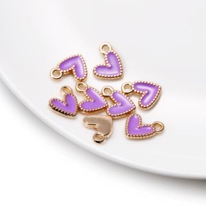 30pcs Random Color Enamel Heart Charms Colorful Tiny Heart Pendant Bracelet Necklace DIY Jewelry Making Accessories