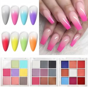 ผงสีทาเล็บ 9 สี เคลือบเงาแบบออโรร่า เนื้อเงางาม ไม่มีกลิ่น พร้อมเอฟเฟกต์ไล่สี DIY สำหรับการออกแบบเล็บที่สร้างสรรค์