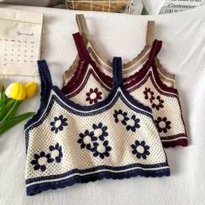 พร้อมส่ง เสื้อไหมพรมกล้ามสายเดี่ยวงานถัก ดีเทลงานปักดอกไม้ ขอบระบายสวยมาก เกาหลีสุดๆ LG124