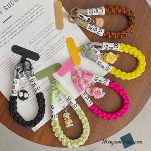 Misia Short Woven Rope Pendant Text Buckle Cute Cartoon Creative Fashion Outdoor Travel USB Flash Drive Bag Keychain Phone Case Accessory