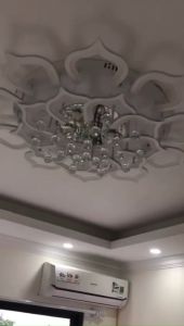 Đèn Ốp Trần 16-20 Cánh Hoa Sen Thả Pha Lê Mâm Ốp Trần Trang Trí Phòng Khách_Chế Độ 3 Màu Ánh Sáng-Điểu Khiển Từ Xa Phân Tầng Lõi Đồng - Bảo hành 2 năm