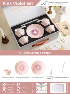 New Home Housewarming Gift High-Quality Purple Ceramic Tableware Set