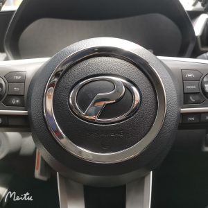 Vemart Perodua ativa car sterring wheel sequins frame cover garnish Chrome carbon fiber