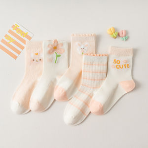 Miiow | Childrens Mid-Calf Socks Breathable Mesh Thin Cotton Blend For Spring Summer Autumn Boys Girls Catman A-Class Comfortable