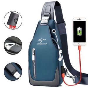 [Ready Stock] 4 in 1 Lelaki Chest Bag Sling Bag Combo Mens Belt Wallet Gift Set Fathers Day Gift Crossbody Bag One-shoulder messenger bag outdoor sports backpack headphone bag