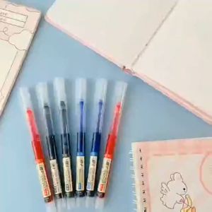 Combo 5 bút bi nước mực gel nhanh khô ngòi 0.5mm viết thư pháp cho học sinh văn phòng màu xanh đen đỏ tím ống mực liền