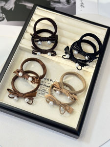 ยางรัดผมลูกปัดมุกทำมือยืดหยุ่นสูงสำหรับผู้หญิงสไตล์เกาหลี ยางรัดผมไม่ทำลายผม รัดผมแบบลำลอง ยางรัดผมแบบลำลอง