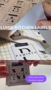 Lumie Kitchen Labels - 11 pcs. Minimalist 2x2 sticker essentials with customized name and labels