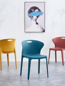 Plastic Horn Chair Household Minimalist Backrest Adult Thickening Dining Chair Casual Negotiation Dining Chair Wholesale Scandinavian Chair