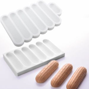 พัฟช็อกโกแลตแม่พิมพ์ซิลิโคน Eclair ขนมเบเกอรี่เครื่องมือยาวพัฟแม่พิมพ์เค้ก Pastry ซิลิโคน Bakeware อุปกรณ์ครัว