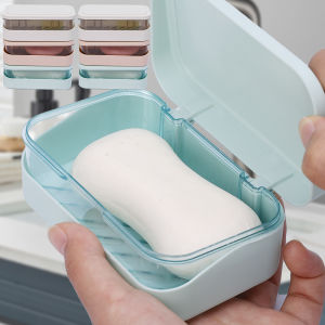Hai Lớp Đĩa đựng xà phòng vuông với bìa ráo nước bằng nhựa Hộp xà phòng hộ gia đình phòng tắm du lịch xách tay lưu trữ sáng tạo